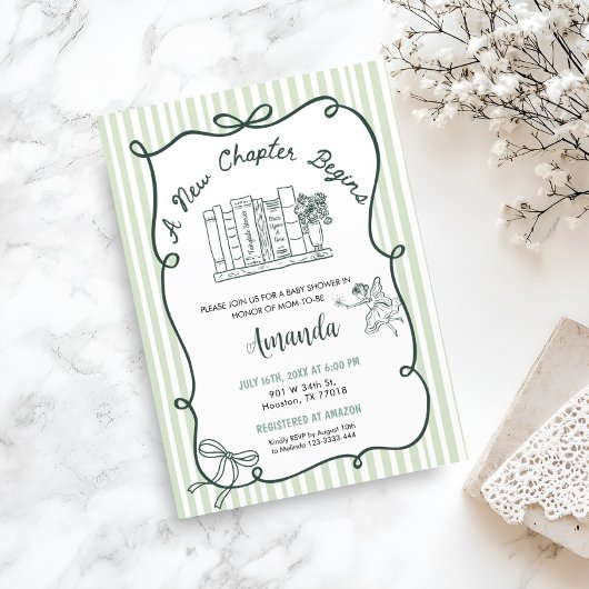 Storybook Green Baby Shower  招待状
