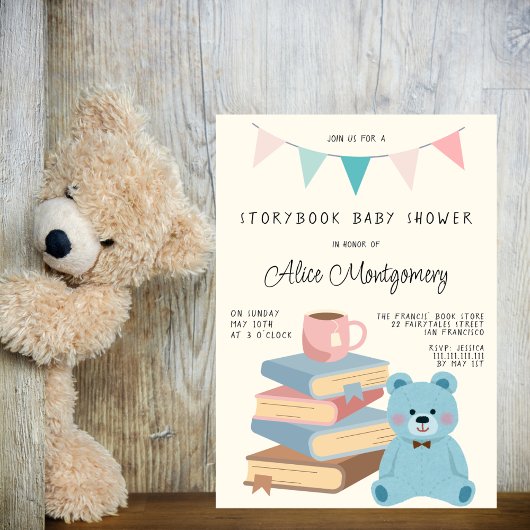 Storybook Library Themed Baby Boy Shower  招待状