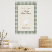 Storybook Mother Goose Sage Baby Shower Welcome ポスター (キッチン)