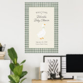 Storybook Mother Goose Sage Baby Shower Welcome ポスター (ホームオフィス)