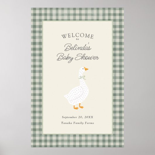 Storybook Mother Goose Sage Baby Shower Welcome ポスター (正面)
