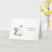 Storybook Mouse Picking a Pink Flower カード (黄色い花)