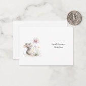 Storybook Mouse Picking a Pink Wildflower ノートカード (正面/裏面インサイチュ)