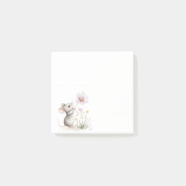 Storybook Mouse Picking a Pink Wildflower ポストイット