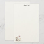 Storybook Mouse Picking a Pink Wildflower 便箋 (正面/裏面)