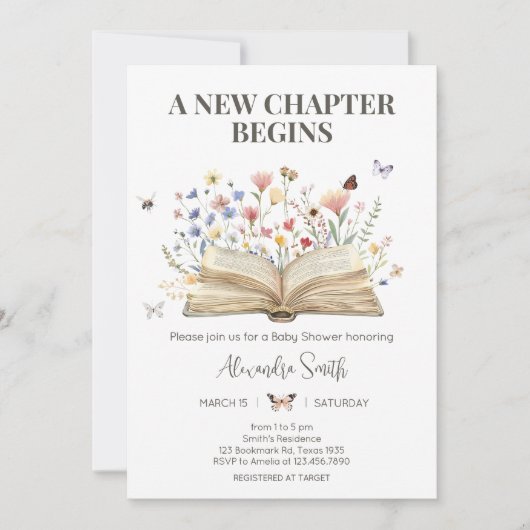 Storybook New Chapterベビーシャワー開始 招待状 (正面)