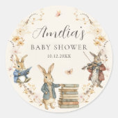 Storybook New Chapter Begin Baby Shower Sticker ラウンドシール (正面)