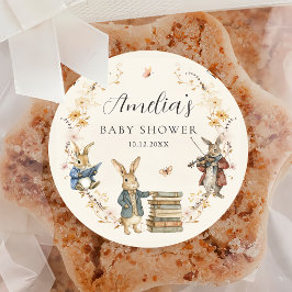 Storybook New Chapter Begin Baby Shower Sticker ラウンドシール