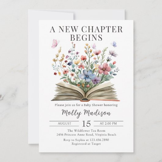 Storybook New Chapter Begins Baby Shower 招待状 (正面)