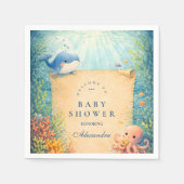 Storybook Ocean Friends Baby Shower スタンダードカクテルナプキン (正面)