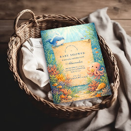 Storybook Ocean Friends Baby Shower 招待状