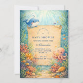 Storybook Ocean Friends Baby Shower 招待状 (正面)