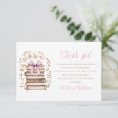 Storybook Pink Bow Baby Shower  サンキューカード (スタンド正面)