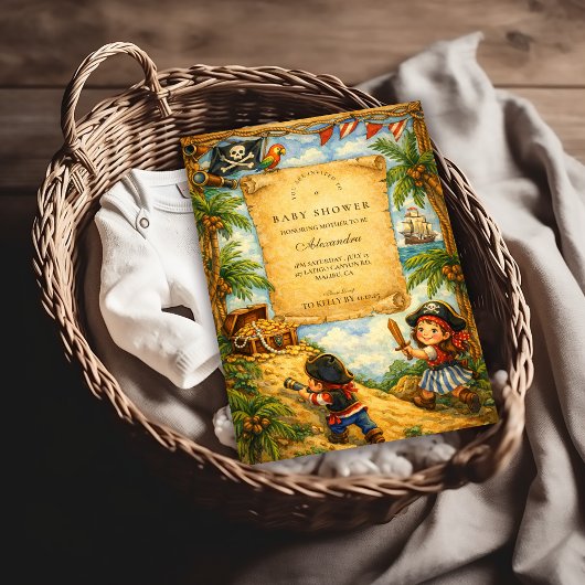 Storybook Pirate Adventure Baby Shower 招待状
