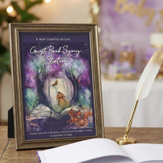 Storybook Purple Forest Guest Book Signing Station シーズンカード