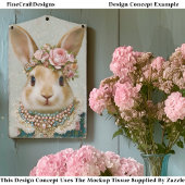 Storybook Rabbit in Floral Dress EV8L Decoupage 薄葉紙