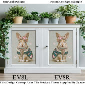 Storybook Rabbit in Floral Dress EV8L Decoupage 薄葉紙