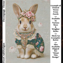 Storybook Rabbit in Floral Dress EV8L Decoupage 薄葉紙