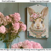 Storybook Rabbit in Floral Dress EV8R Decoupage 薄葉紙