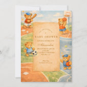 Storybook Sports Teddy Bears Baby Shower 招待状 (正面)