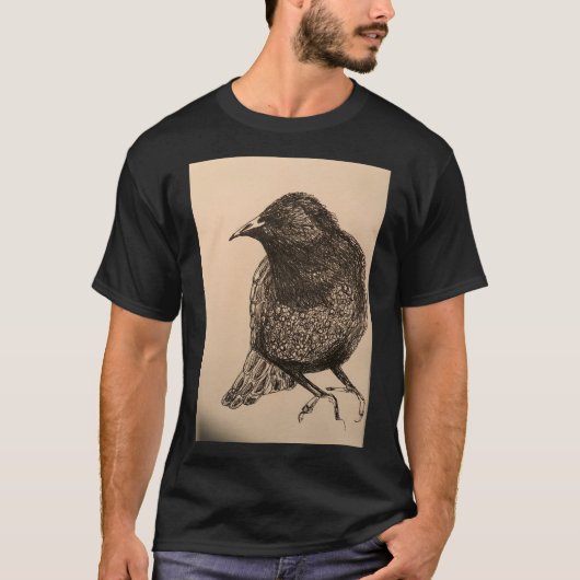 Storybook Starling Bird Illustration Shirt Tシャツ (正面)