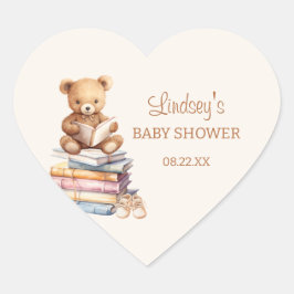Storybook Teddy Bear Boho Baby Shower ハートシール