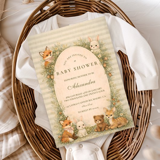 Storybook Woodland Animals Baby Shower 招待状