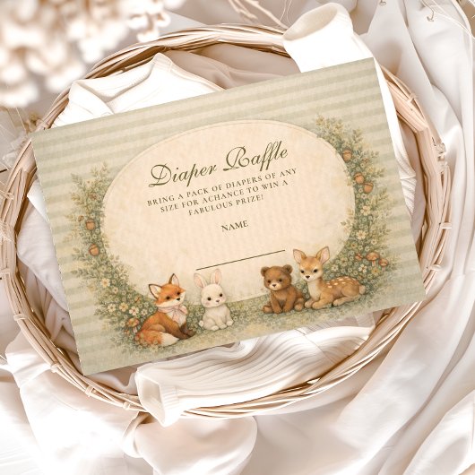 Storybook Woodland Animals Diapper Raffle エンクロージャーカード
