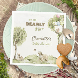 Storybook Woodland Bearly Wait Baby Shower スタンダードカクテルナプキン