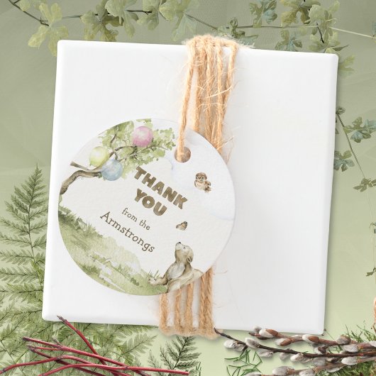 Storybook Woodland Bearly Wait Round Baby Shower フェイバータグ