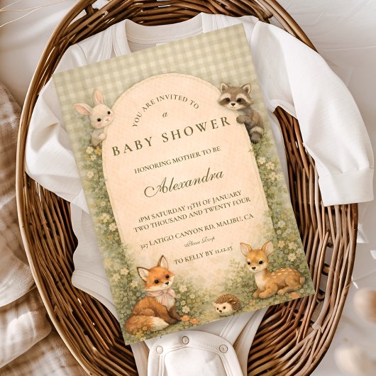 Storybook Woodland Meadow Baby Shower 招待状