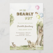 Storybook Woodland Photo QR Bearly Wait 招待状 (正面)