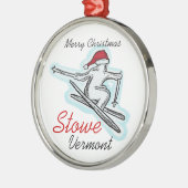 Stoweヴァーモントサンタの帽子のスキーヤーのオーナメント メタルオーナメント (左)
