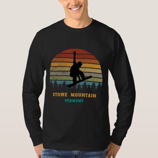 Stowe Mountain Vermont Vintage Sun Snowboarding Sn Tシャツ (正面)