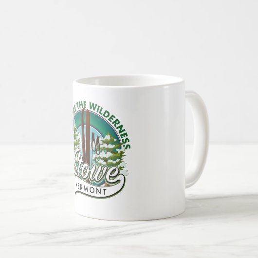 Stowe Vermont、ウィルダネスのスキーポスターを探索する。 コーヒーマグカップ (正面右)