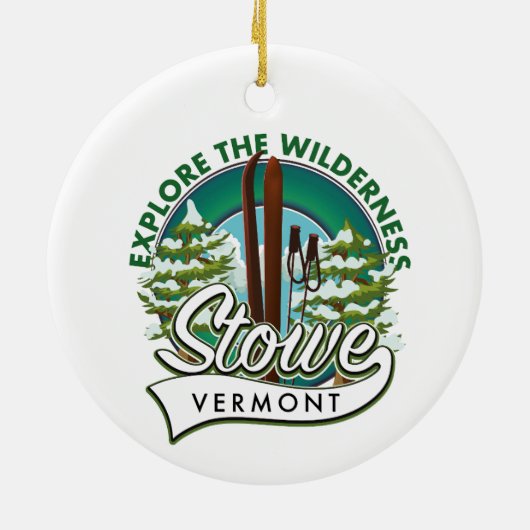 Stowe Vermont、ウィルダネスのスキーポスターを探索する。 セラミックオーナメント (裏面)