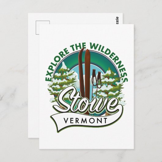 Stowe Vermont、ウィルダネスのスキーポスターを探索する。 ポストカード (正面/裏面)