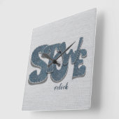 Stowe Vermont Denim Letter スクエア壁時計 (傾斜)