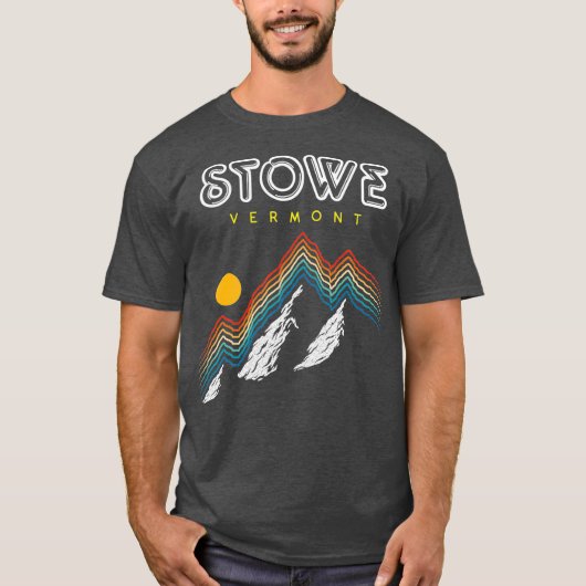 Stowe Vermont   Ski Resort 1980s Retro Tシャツ (正面)