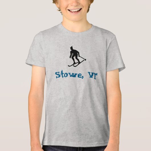 Stowe, VT (イーストコーストスキー)スキータウンキッズ トライブレンドTシャツ (正面)