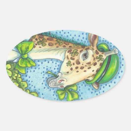 STPATRICK'S DAY IRISH GIRAFFEスタンプ*シート 楕円形シール (正面)