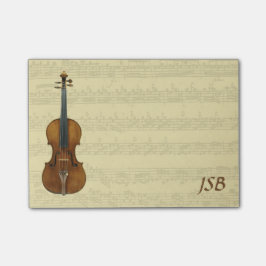 StradivariのバイオリンのBach Partitaの原稿モノグラム ポストイット