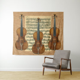 StradivariusのバイオリンのトリオのBach Chaconneの原稿 タペストリー