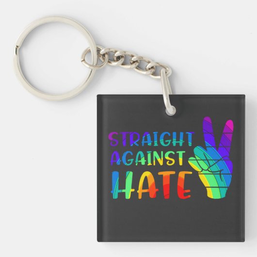 Straight Against Hate - LGBTQ+ Ally Pride キーホルダー (正面)