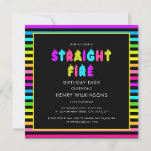 Straight fire neon teen boys birthday  招待状 (正面)