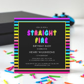 Straight fire neon teen boys birthday  招待状