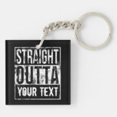 Straight Outta – テキストの追加ヴィンテージ カスタム キーホルダー (裏面)