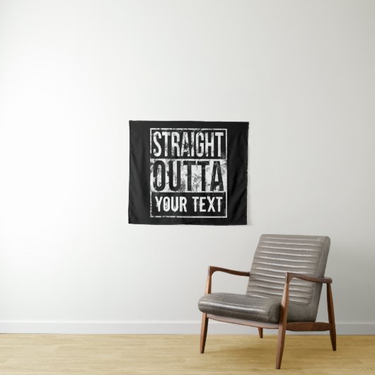 Straight Outta – テキストの追加ヴィンテージ カスタム タペストリー (インサイチュ(横))