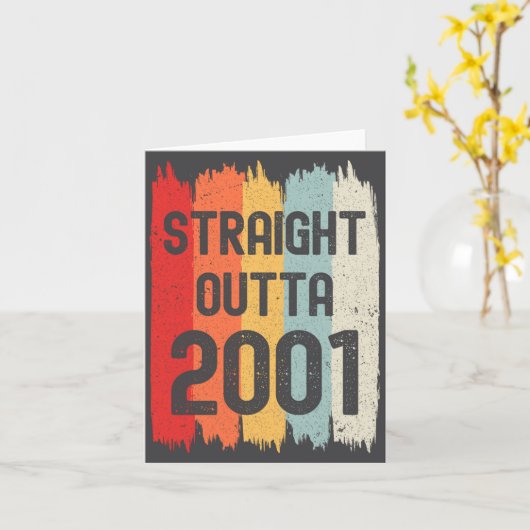Straight Outta 2001 Funny Retro Birthday Awesome S カード (黄色い花)