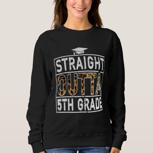 Straight Outta 5Th Grade T-shirt Leopard Lover Kid スウェットシャツ (正面)